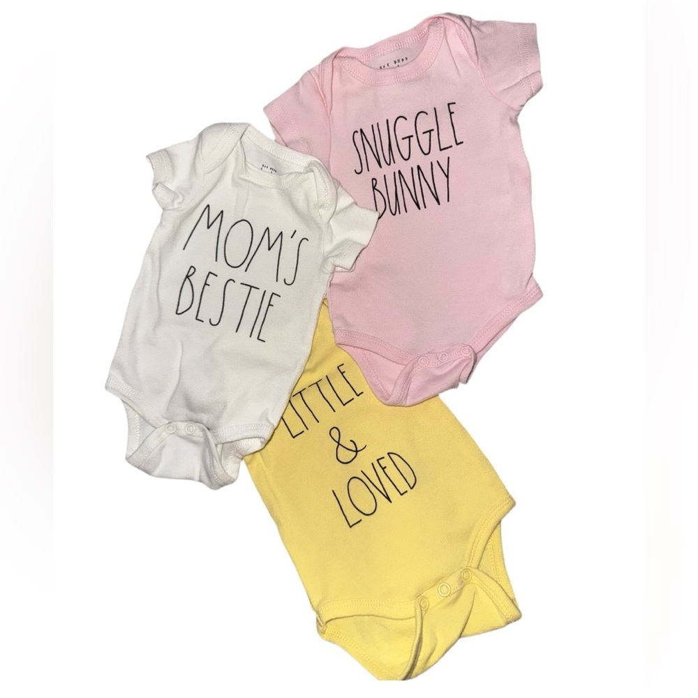 NWOT Bundle of 3- Rae Dunn Baby 0-3M Onesies/Bodysuits